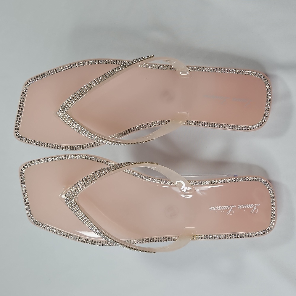Lauren Lorraine Tampa Pink Jelly Crystal Thong Flip Flop Size 6.5 NWT